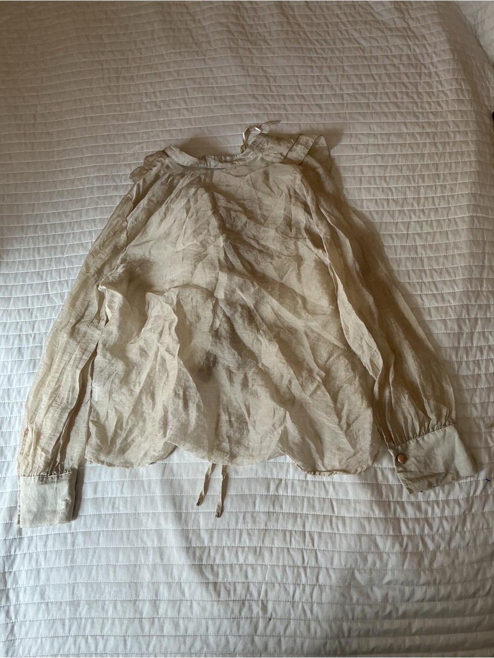 Zara Cream Ruffle Tie-Front Blouse - Picture 4 of 8